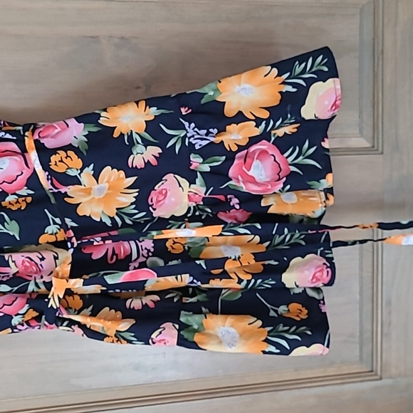 Pink Lily Let's Go Back Navy Blue Floral Moni Dress. Size small. - Picture 3 of 4